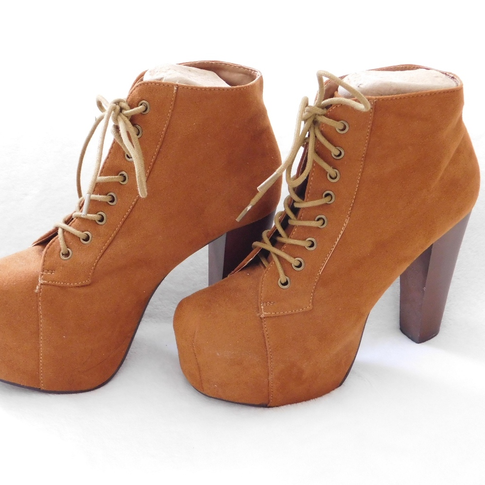 LACE UP 5' HIGH HEEL ANKLE BOOTS